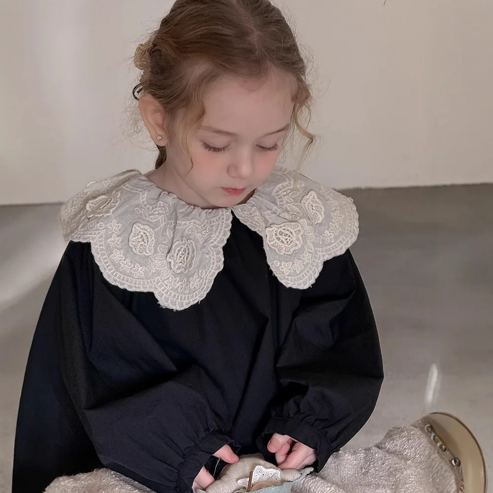 Children Clothes Girls Lace Collar Doll Shirt 2025 Spring and Summer New Korean Style Vintage Girls Sweet Long-sleeved Shirt
Children Clothes Girls Lace Collar Doll Shirt 2025 Spring and Summer New Korean Style Vintage Girls Sweet Long-sleeved Shirt