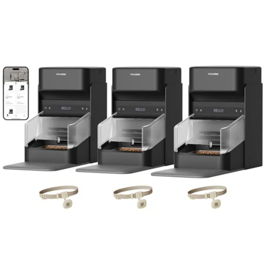 Автоматические кормушки для 3 кошек с датчиком на ошейнике для индивидуального кормления, распознавания кошек, отслеживания диеты и защиты от кражи корма
Автоматические кормушки для 3 кошек с датчиком на ошейнике для индивидуального кормления, распознавания кошек, отслеживания диеты и защиты от кражи корма