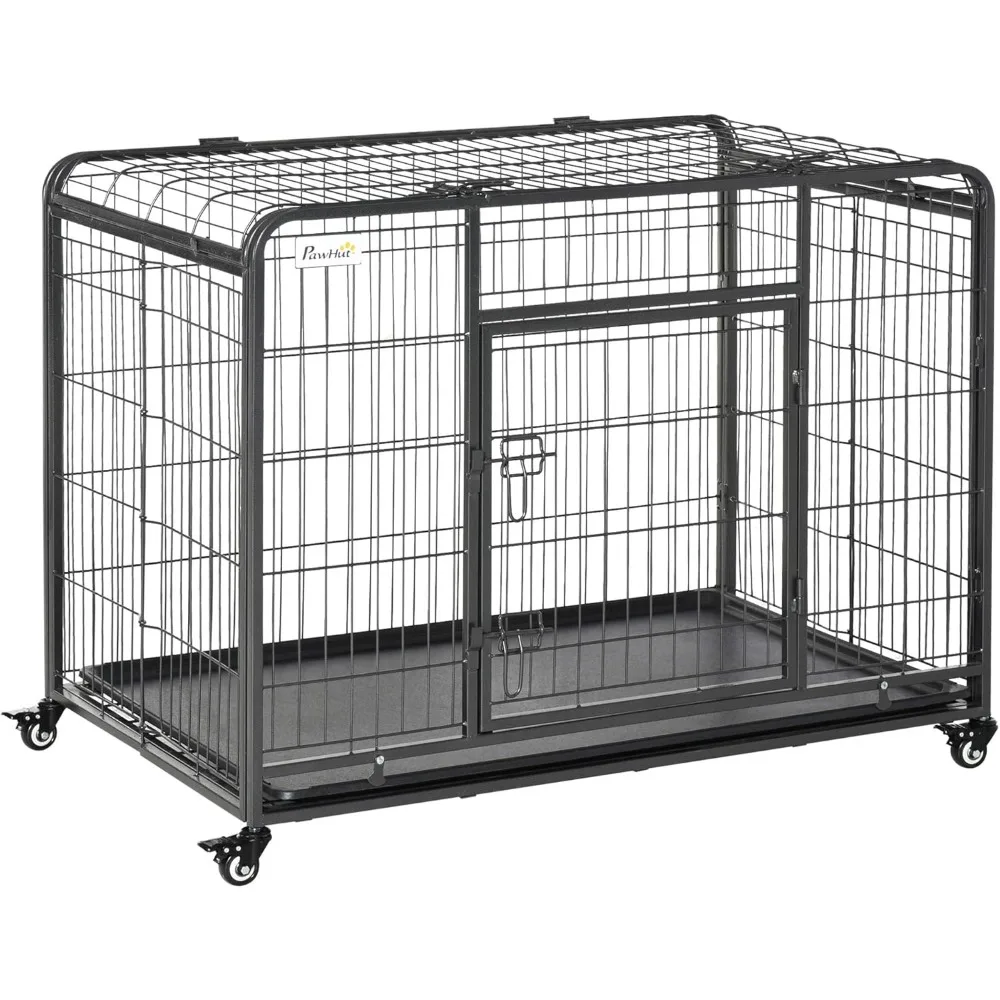 Very / Folding Design Heavy Duty Metal Dog Cage Crate & Kennel With Removable Tray And Cover, & 4 Locking Wheels, Indoor/O 
Very / Folding Design Heavy Duty Metal Dog Cage Crate & Kennel With Removable Tray And Cover, & 4 Locking Wheels, Indoor/O
