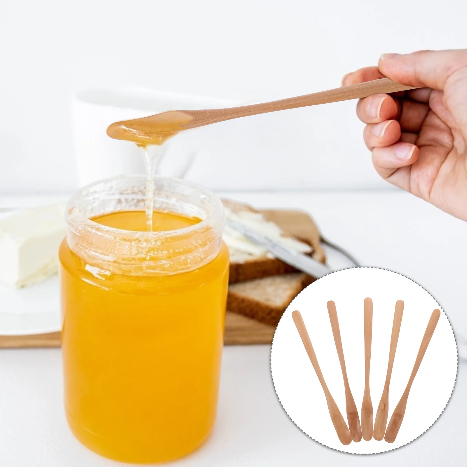 5 Pcs Wooden Mixing Spoon Honey Stir Sticks Stirring Coffee Whisk Beverages Stirrer Scoop
5 Pcs Wooden Mixing Spoon Honey Stir Sticks Stirring Coffee Whisk Beverages Stirrer Scoop