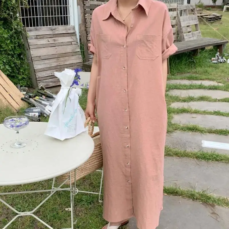 2026 Summer New Women's Dress Loose Polo Collar Cotton Hemp Shirt Dress
2026 Summer New Women's Dress Loose Polo Collar Cotton Hemp Shirt Dress