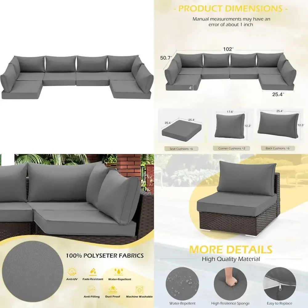 Разговорный набор для секционного патио из ротанга на 6 мест с водонепроницаемыми подушками для улицы
Разговорный набор для секционного патио из ротанга на 6 мест с водонепроницаемыми подушками для улицы