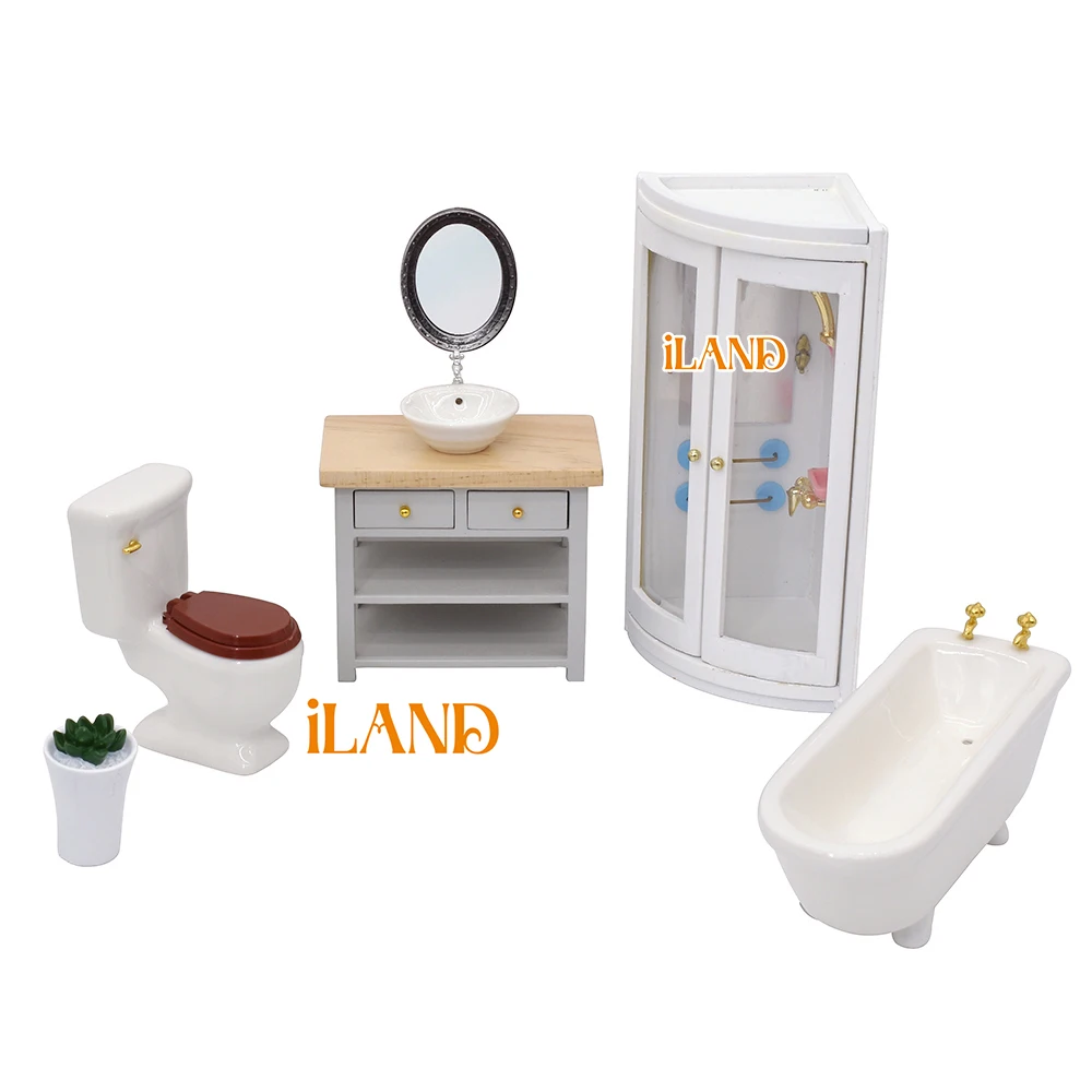 iLAND Dollhouse Furniture & Doll House Accessories 1/12 scale Dollhouse Bathroom Set Ceramic Toilet Bathtub Vanity with Sink
iLAND Dollhouse Furniture & Doll House Accessories 1/12 scale Dollhouse Bathroom Set Ceramic Toilet Bathtub Vanity with Sink