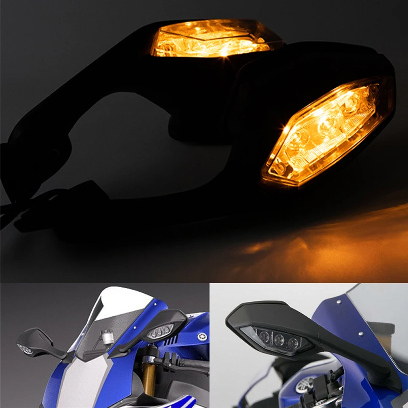 For Yamaha YZF R6 2017-2020 YZF R1 2015-2019 Motorcycle Accessories Rearview Mirror LED Turn Signal Light Turn Signal Mirrors
For Yamaha YZF R6 2017-2020 YZF R1 2015-2019 Motorcycle Accessories Rearview Mirror LED Turn Signal Light Turn Signal Mirrors