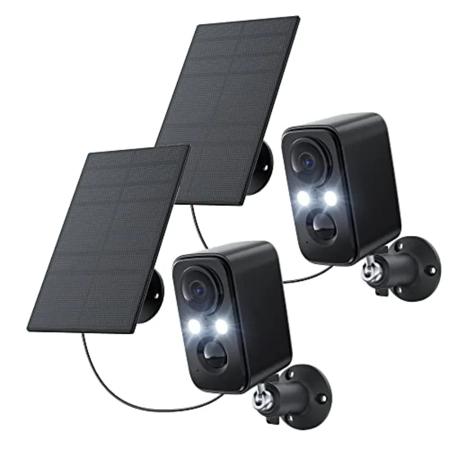 Wireless Outdoor Security Cameras with Solar Flood Light, ABS+Aluminum Body, Black, Color Night Vision, PIR Human Detection, 2-
Wireless Outdoor Security Cameras with Solar Flood Light, ABS+Aluminum Body, Black, Color Night Vision, PIR Human Detection, 2-
