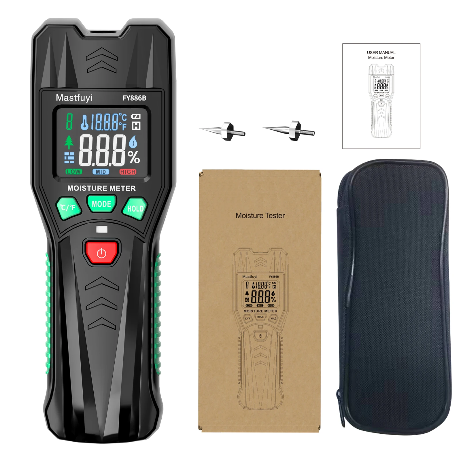 MASTFUYI Wood Moisture Meter Portable Color Screen Pin-Type Moisture Tester for Wood Building Materials Ambient Temperature
MASTFUYI Wood Moisture Meter Portable Color Screen Pin-Type Moisture Tester for Wood Building Materials Ambient Temperature
