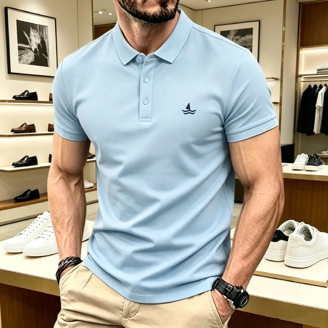 100% pure cotton high-end brand men's short sleeved polo shirt summer luxury fashion sailboat embroidery golf top casual T-shirt
100% pure cotton high-end brand men's short sleeved polo shirt summer luxury fashion sailboat embroidery golf top casual T-shirt