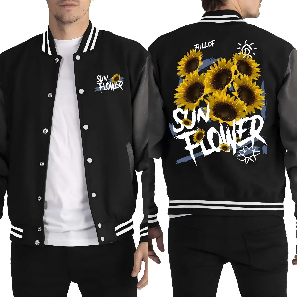 Full Of Sunflower Creative Graffiti Printing Jackets Men Hip Hop Loose Baseball Uniform Autumn Fleece Clothes Casual Male Jacket
Full Of Sunflower Creative Graffiti Printing Jackets Men Hip Hop Loose Baseball Uniform Autumn Fleece Clothes Casual Male Jacket