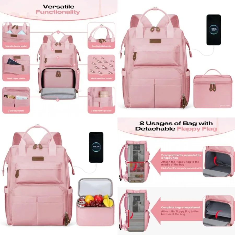 Travel Backpack for Women Men, Laptop Backpack Fits 15.6-17.3 Inch Laptop, Nurse/Work Bag with Insulated Lunch Box
Travel Backpack for Women Men, Laptop Backpack Fits 15.6-17.3 Inch Laptop, Nurse/Work Bag with Insulated Lunch Box