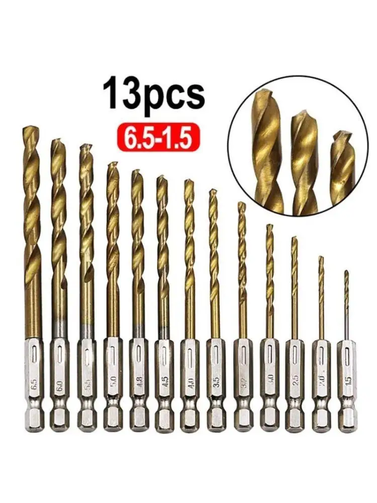 R9UF 13PCS/SET 1.5-6.5MM HSS High Speed Steel for Titanium Coated 1/4 Shank Drill
R9UF 13PCS/SET 1.5-6.5MM HSS High Speed Steel for Titanium Coated 1/4 Shank Drill