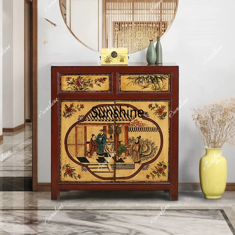 New Chinese antique hand-painted elm old shoe cabinet
New Chinese antique hand-painted elm old shoe cabinet
