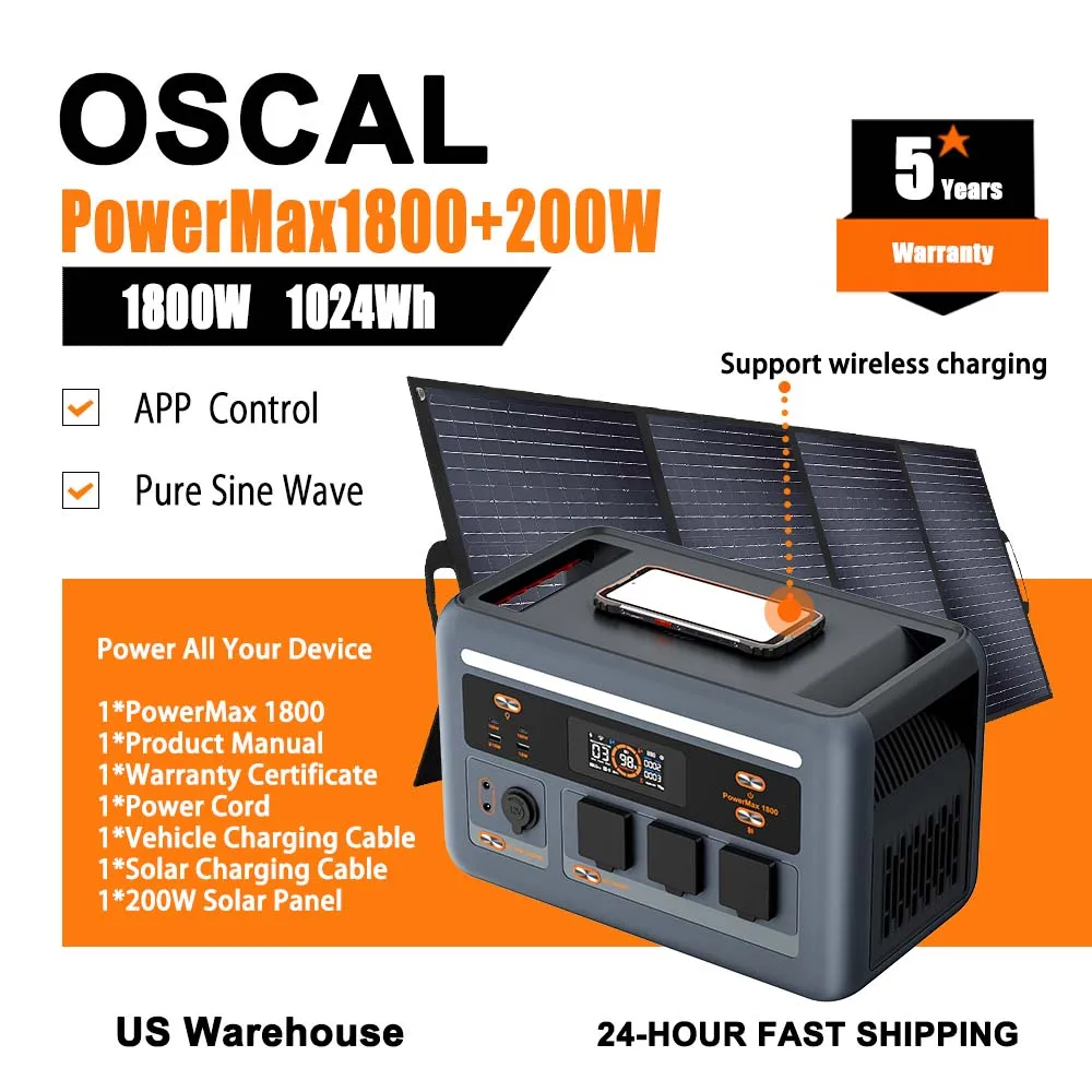 PowerMax1800 Power Station 1024Wh Combination Set 200W Fortable Solar Panel Energy Storage Supply LED Light For Campervan Travel 
PowerMax1800 Power Station 1024Wh Combination Set 200W Fortable Solar Panel Energy Storage Supply LED Light For Campervan Travel