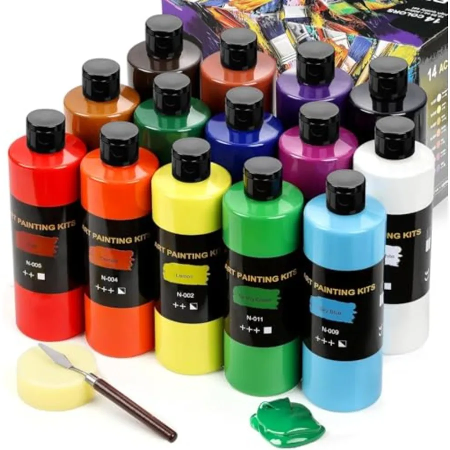 14 Colors Acrylic Paint Set 500 ml/16.9 oz Large Bottles,Non-Toxic for and Adults, Acrylic Paint Bulk on Wood, Glass, Ceramic,
14 Colors Acrylic Paint Set 500 ml/16.9 oz Large Bottles,Non-Toxic for and Adults, Acrylic Paint Bulk on Wood, Glass, Ceramic,