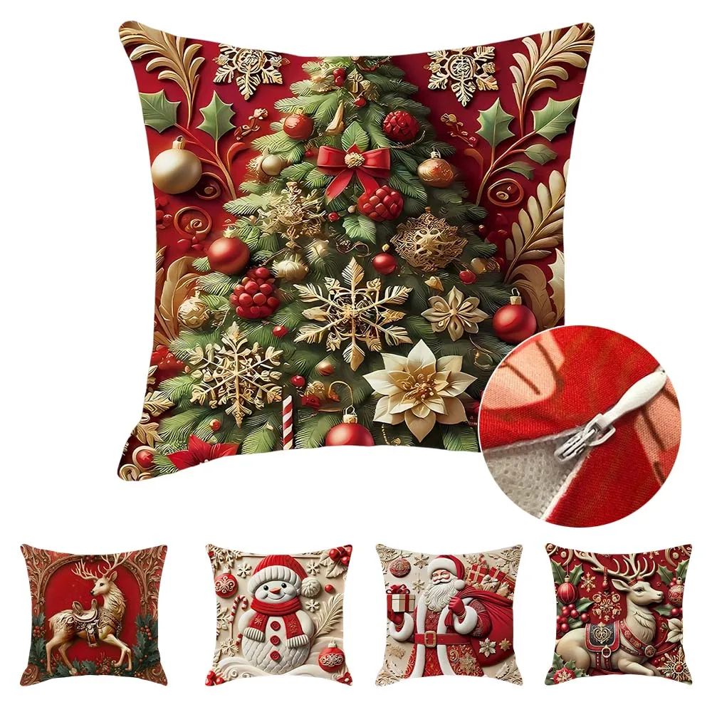 1/4pcs Christmas Pillow Covers Linen Santa Reindeer Design Zipper Closure Winter Living Room Sofa Decor Funda Cojines De 45x45
1/4pcs Christmas Pillow Covers Linen Santa Reindeer Design Zipper Closure Winter Living Room Sofa Decor Funda Cojines De 45x45