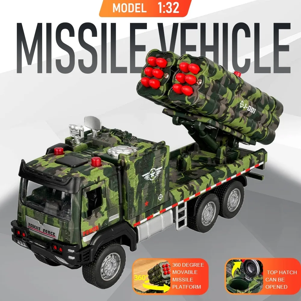 1:32 Missile Vehicle Model Toys Alloy Diecast Drone Launch Vehicles Doors Opened Pull Back Rubber Tires Ornament Military Models
1:32 Missile Vehicle Model Toys Alloy Diecast Drone Launch Vehicles Doors Opened Pull Back Rubber Tires Ornament Military Models
