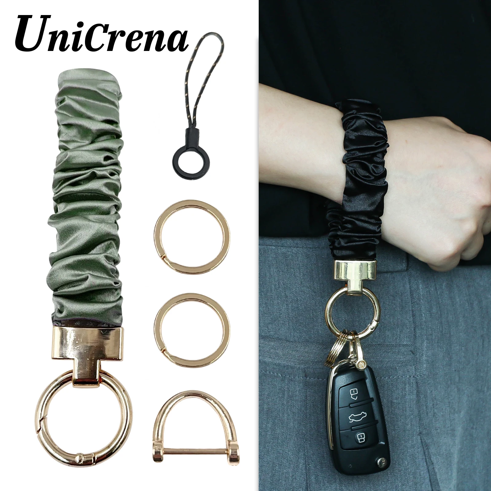 Scrunchie Wrist Keychain for Women Men-Elastic Stretchy Key Ring Bracelet D Ring Multipurpose Car Key Holder&Hair Tie Gym/Travel
Scrunchie Wrist Keychain for Women Men-Elastic Stretchy Key Ring Bracelet D Ring Multipurpose Car Key Holder&Hair Tie Gym/Travel