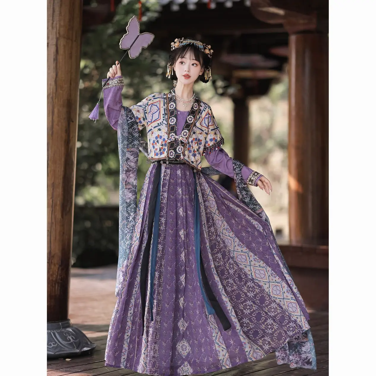 Purple Hanfu Chinese traditional style women's robes High quality daily activity Tang print chiffon polyester skirt
Purple Hanfu Chinese traditional style women's robes High quality daily activity Tang print chiffon polyester skirt