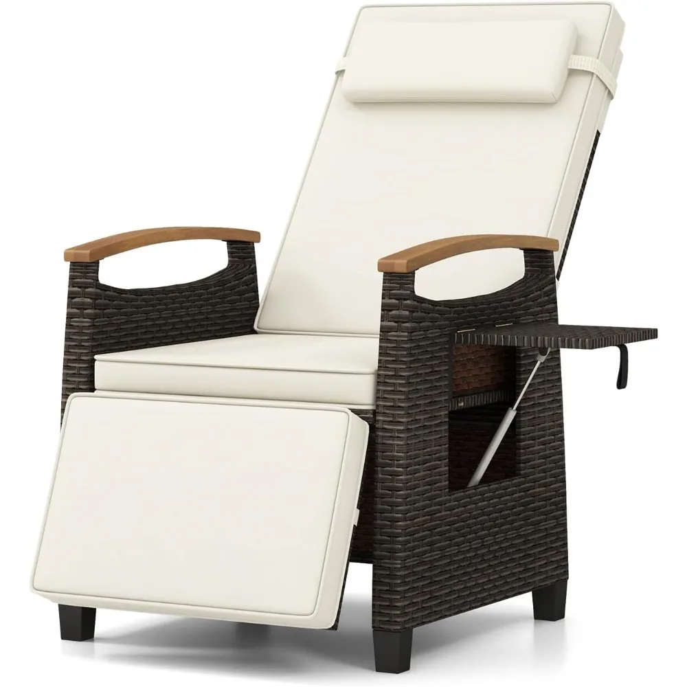 Tangkula Patio Wicker Recliner Chair, Rattan Lounge Chair w/Adjustable Backrest & Footrest, Flip Side Table, Push Back Reclining
Tangkula Patio Wicker Recliner Chair, Rattan Lounge Chair w/Adjustable Backrest & Footrest, Flip Side Table, Push Back Reclining