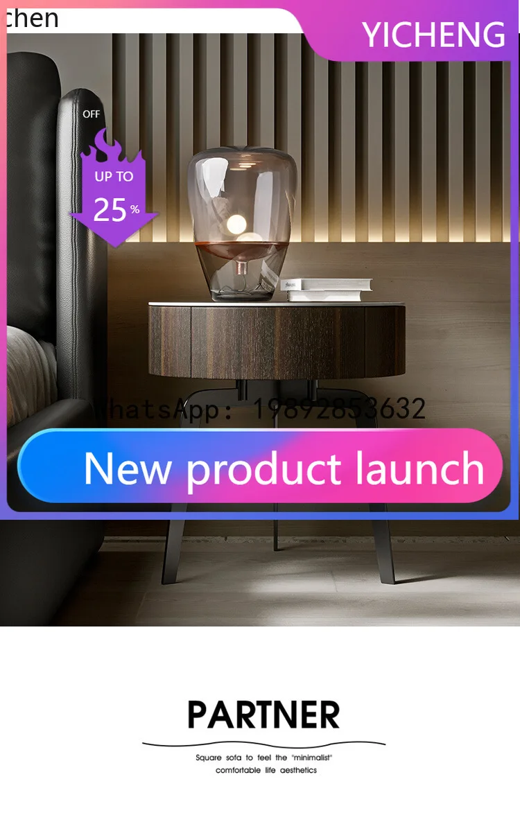 B-1 Rock Slab Bedside Table Bedroom Smoked Solid Wood Round Storage Cabinet
B-1 Rock Slab Bedside Table Bedroom Smoked Solid Wood Round Storage Cabinet