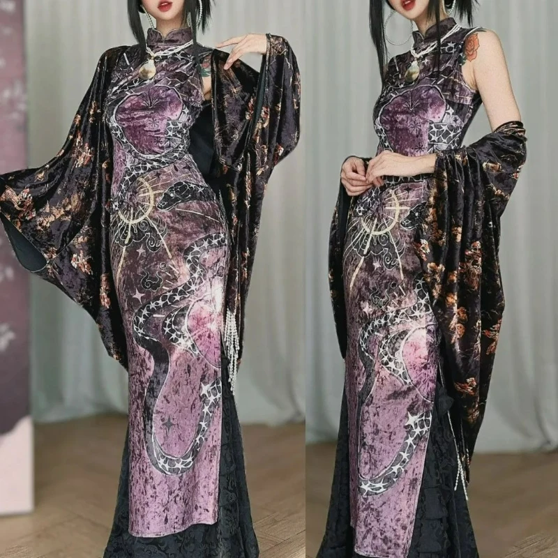 New Chinese-style Improved Cheongsam Dresses 2026 Summer New Style Fashionable and Sexy Golden Velvet Long Dress for Women
New Chinese-style Improved Cheongsam Dresses 2026 Summer New Style Fashionable and Sexy Golden Velvet Long Dress for Women