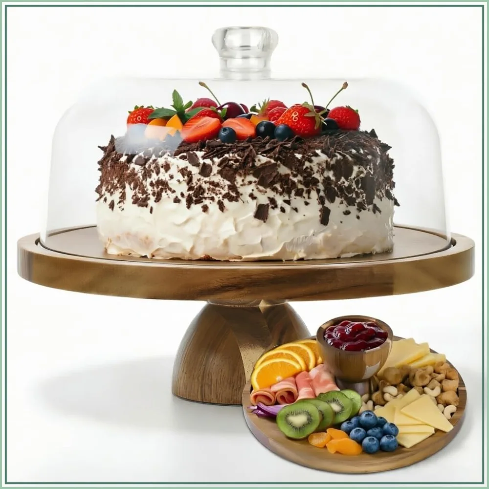 2-in-1 Acacia Wood Cake Stand with Acrylic Dome, 12in Display for Charcuterie, Fruit, Party
2-in-1 Acacia Wood Cake Stand with Acrylic Dome, 12in Display for Charcuterie, Fruit, Party