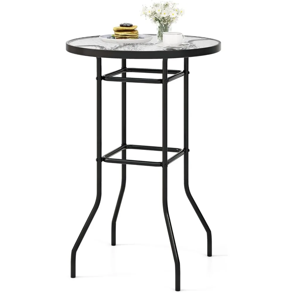 27 Inches Patio Bar Table, Round Bar Height Bistro Table with Tempered Glass Tabletop & Heavy-Duty Metal Frame, Outdoor Cocktai
27 Inches Patio Bar Table, Round Bar Height Bistro Table with Tempered Glass Tabletop & Heavy-Duty Metal Frame, Outdoor Cocktai