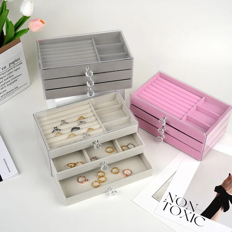 Jewelry Box Holder Organizer with 3 Drawers, Clear Jewelry Case with Trays for Women, Modern Style Jewellery Storage Case for
Jewelry Box Holder Organizer with 3 Drawers, Clear Jewelry Case with Trays for Women, Modern Style Jewellery Storage Case for