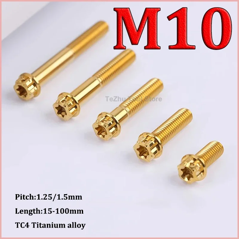 1pc Titanium Ti Bolts Torx Head Flange Screw M10 x 12/15/20/25/30/35/40~120mm For Bike Motorcycle Pitch 1.25mm 1.5mm
1pc Titanium Ti Bolts Torx Head Flange Screw M10 x 12/15/20/25/30/35/40~120mm For Bike Motorcycle Pitch 1.25mm 1.5mm