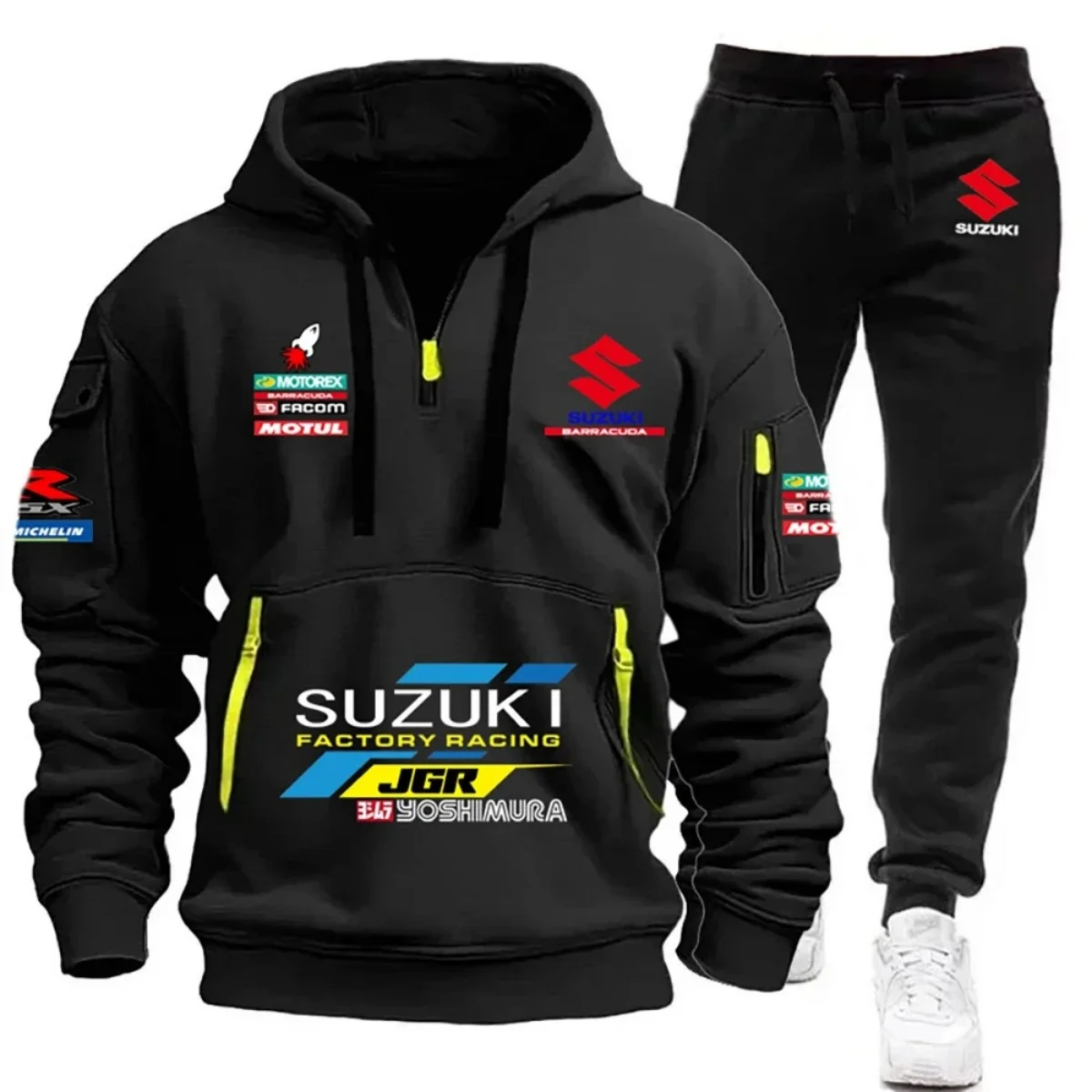 2026 Suzuki Men's Hoodie, Half-Closed Front Multi-Pocket Sport Shirt + Athletic Pants Two-Piece Set for Cycling, Running and Mot
2026 Suzuki Men's Hoodie, Half-Closed Front Multi-Pocket Sport Shirt + Athletic Pants Two-Piece Set for Cycling, Running and Mot