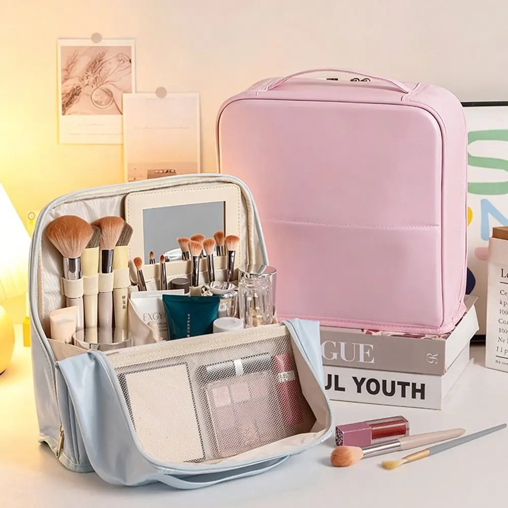 PU Leather Standing Makeup Bag Large Capacity Waterproof Toiletry Bag with Compartments Stationery Organizer for Travel
PU Leather Standing Makeup Bag Large Capacity Waterproof Toiletry Bag with Compartments Stationery Organizer for Travel