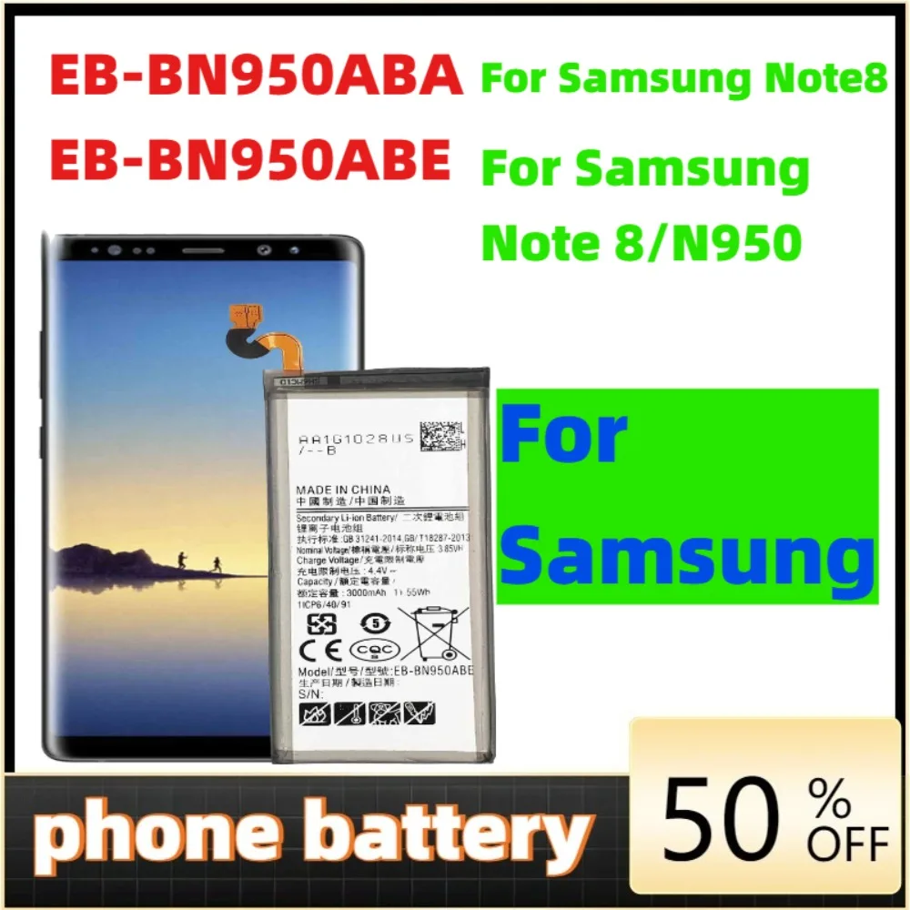Phone battery EB-BN950ABA EB-BN950ABE 3300mAh Battery For Samsung GALAXY Note 8 N9500 N9508 SM-N950 N950F/U N950A N950N
Phone battery EB-BN950ABA EB-BN950ABE 3300mAh Battery For Samsung GALAXY Note 8 N9500 N9508 SM-N950 N950F/U N950A N950N