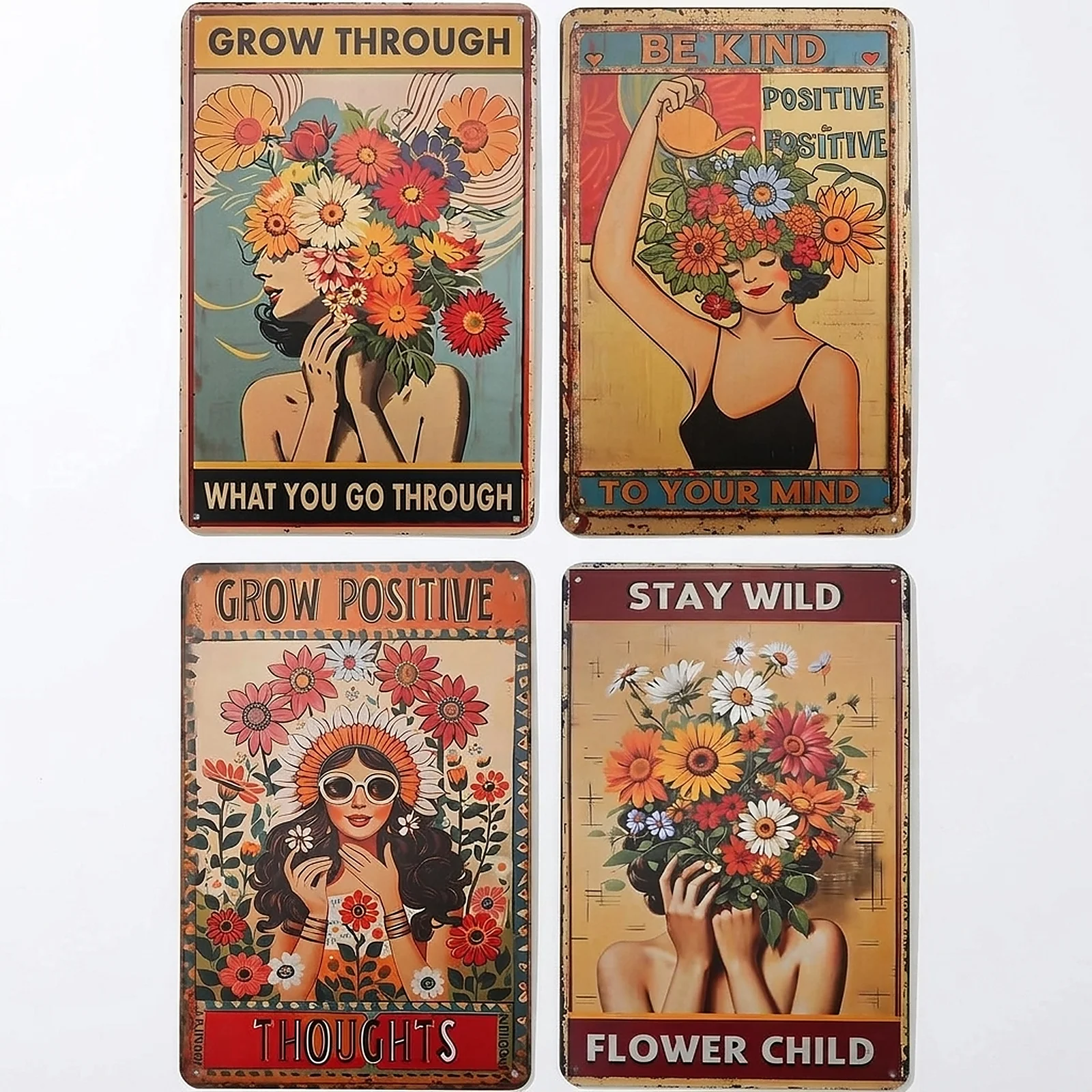 Zoyiancy 4 Piece Retro Boho Floral Tin Metal Sign Set, Inspirational Wall Art For Bedroom Kitchen Cafe Office
Zoyiancy 4 Piece Retro Boho Floral Tin Metal Sign Set, Inspirational Wall Art For Bedroom Kitchen Cafe Office