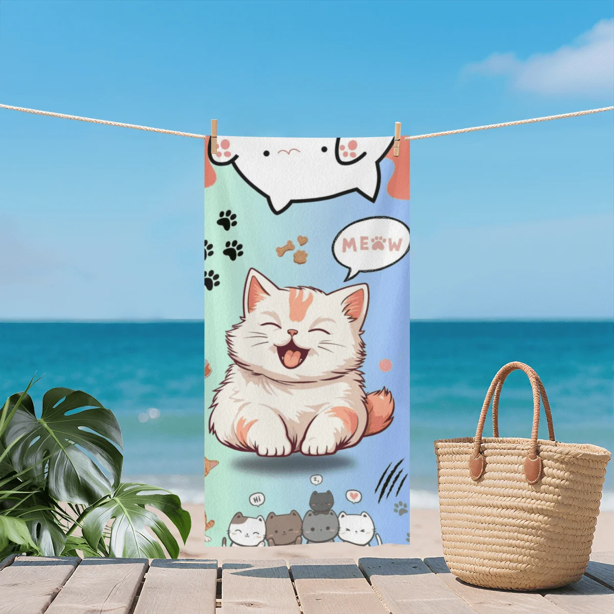 1pc Fresh Light Blue Cute Cat Print Bath Towel,Sweet Pet Cat Paw Print Pattern Bath Towel,Super Soft And Absorbent, Cool Summer Towel, Suitable For Holiday Birthday Gifts, Home And Travel
1pc Fresh Light Blue Cute Cat Print Bath Towel,Sweet Pet Cat Paw Print Pattern Bath Towel,Super Soft And Absorbent, Cool Summer Towel, Suitable For Holiday Birthday Gifts, Home And Travel