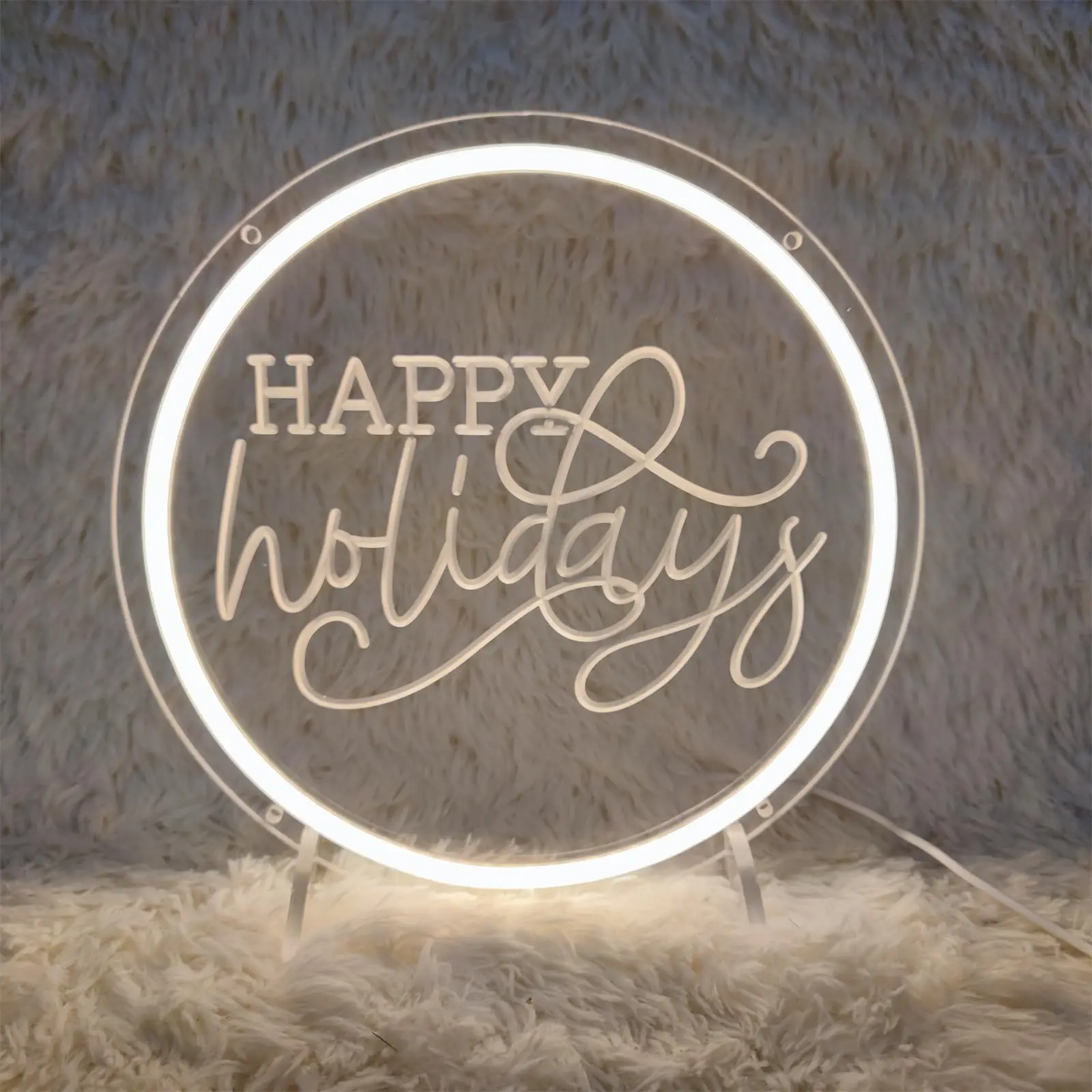 Неоновая вывеска с гравировкой HAPPY HOLIDAYS, питание от USB, с регулируемой яркостью, украшение для рождественской, новогодней вечеринки и семейного праздника
Неоновая вывеска с гравировкой HAPPY HOLIDAYS, питание от USB, с регулируемой яркостью, украшение для рождественской, новогодней вечеринки и семейного праздника