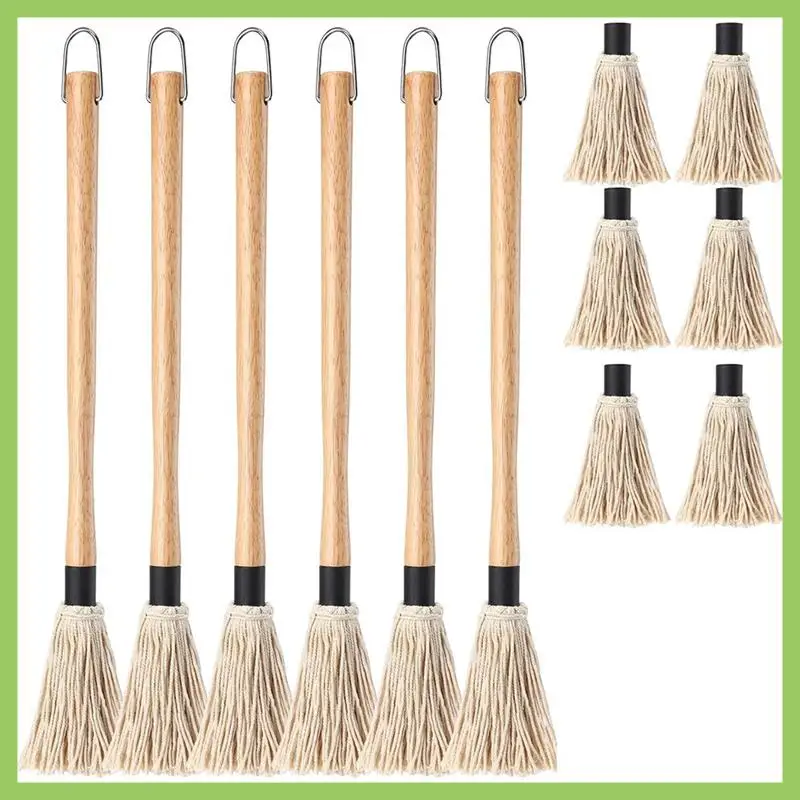 6Pcs 18Inch Grill Basting Mop With 6 Extra Replacement Heads BBQ Sauce Basting Mops Brush With Long Wooden Handle Easy To Use
6Pcs 18Inch Grill Basting Mop With 6 Extra Replacement Heads BBQ Sauce Basting Mops Brush With Long Wooden Handle Easy To Use