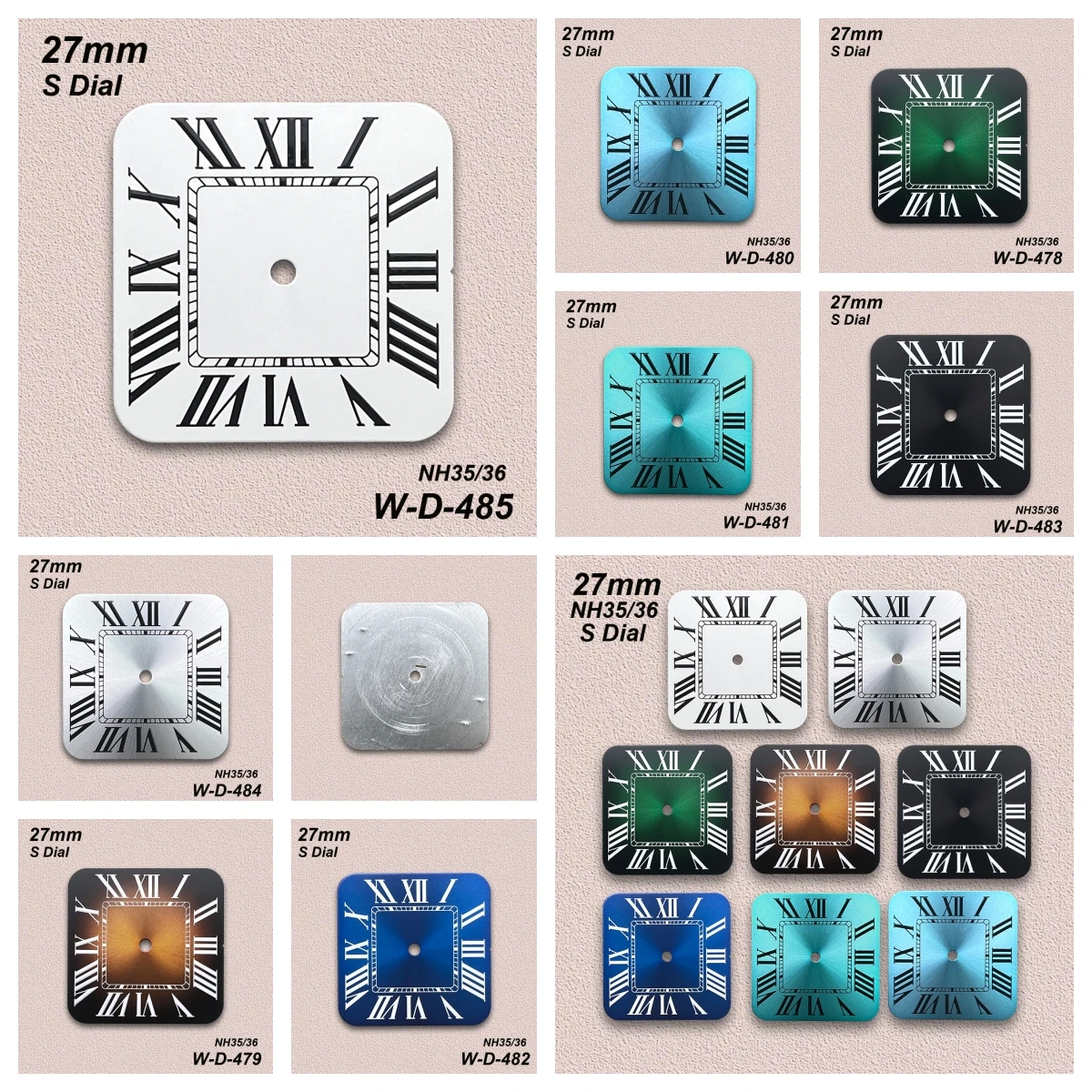 27mm S Logo Rome Dial Fit NH35/NH36/4R/7S Japan Movement No Luminous Square Dial Watch Modification Accessories 3/3.8 O'clock
27mm S Logo Rome Dial Fit NH35/NH36/4R/7S Japan Movement No Luminous Square Dial Watch Modification Accessories 3/3.8 O'clock