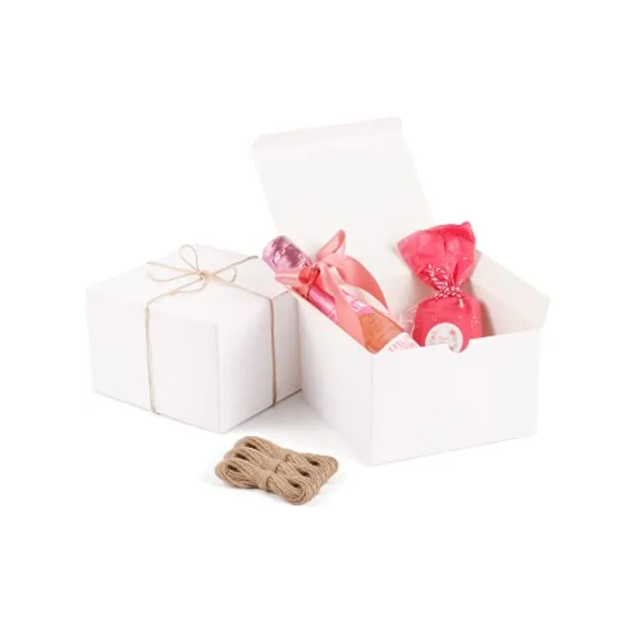 6x6x4 Gift Boxes with 98ft Twine 20 Pack White Paper Gift Boxes with Lids for Gifts, Crafting Cupcake Boxes, Easy Assemble Brid
6x6x4 Gift Boxes with 98ft Twine 20 Pack White Paper Gift Boxes with Lids for Gifts, Crafting Cupcake Boxes, Easy Assemble Brid
