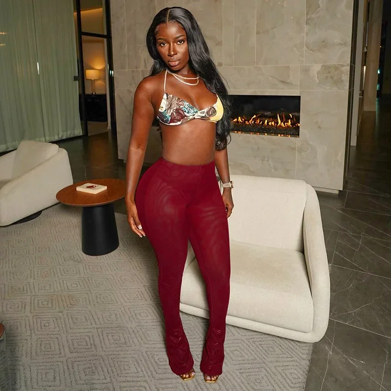 2024 Autumn Sexy Solid Mesh Slim Flare Pants Women Elastic High Waist Casual Versatile Hipster Spicy Girls Streetwear Trousers
2024 Autumn Sexy Solid Mesh Slim Flare Pants Women Elastic High Waist Casual Versatile Hipster Spicy Girls Streetwear Trousers