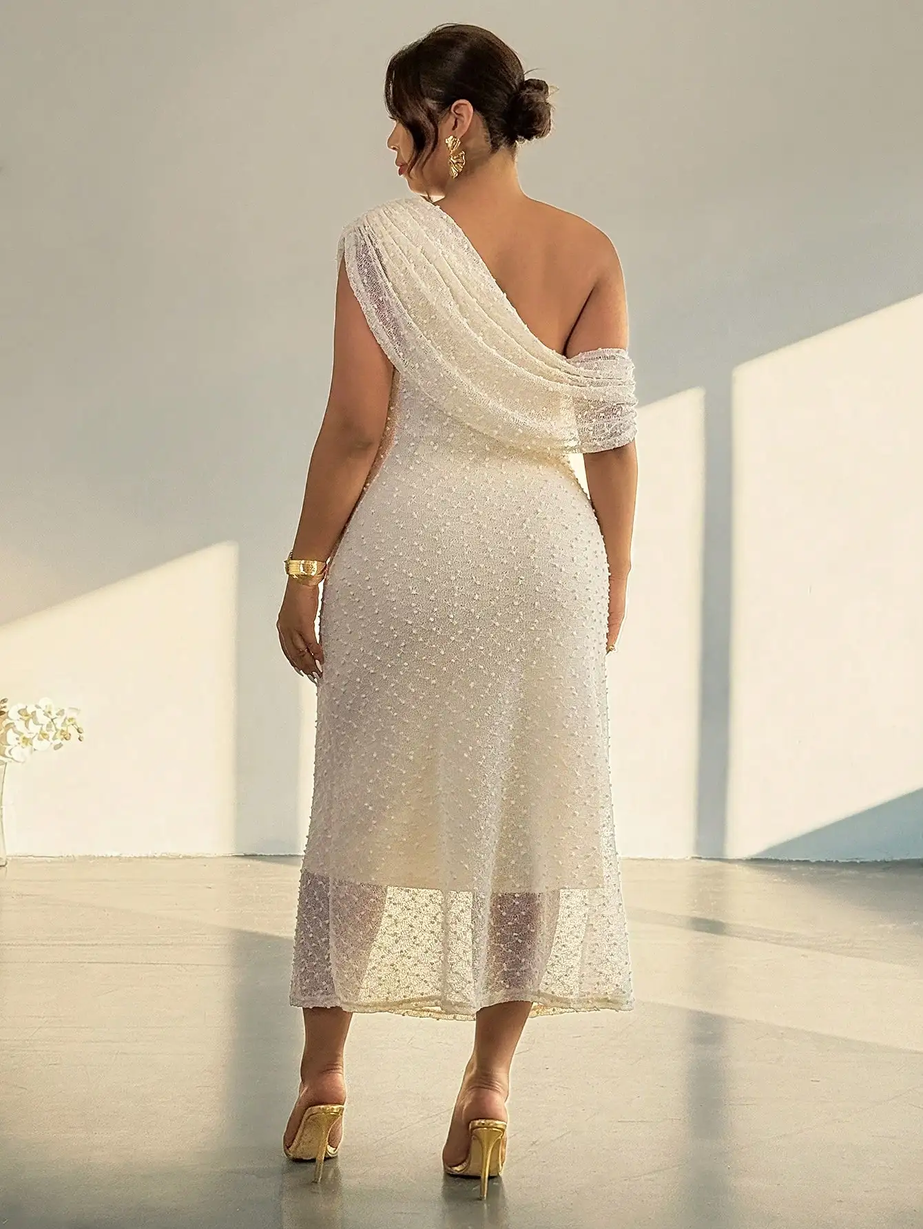 Elegant One Shoulder Pleated Waist Knit Dress Cream Women Spring Summer Party Dress
Elegant One Shoulder Pleated Waist Knit Dress Cream Women Spring Summer Party Dress