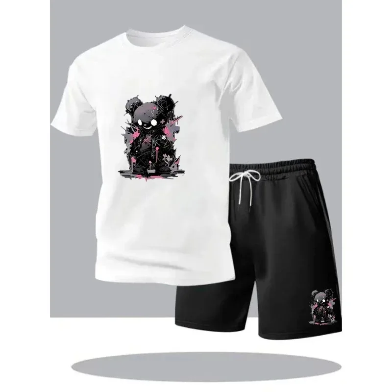 New Men Women 2 Piece Set Gothic Punk Evil Bear Graphic T-Shirt and Shorts Set Vintage Washed Streetwear Casual Tracksuit
New Men Women 2 Piece Set Gothic Punk Evil Bear Graphic T-Shirt and Shorts Set Vintage Washed Streetwear Casual Tracksuit