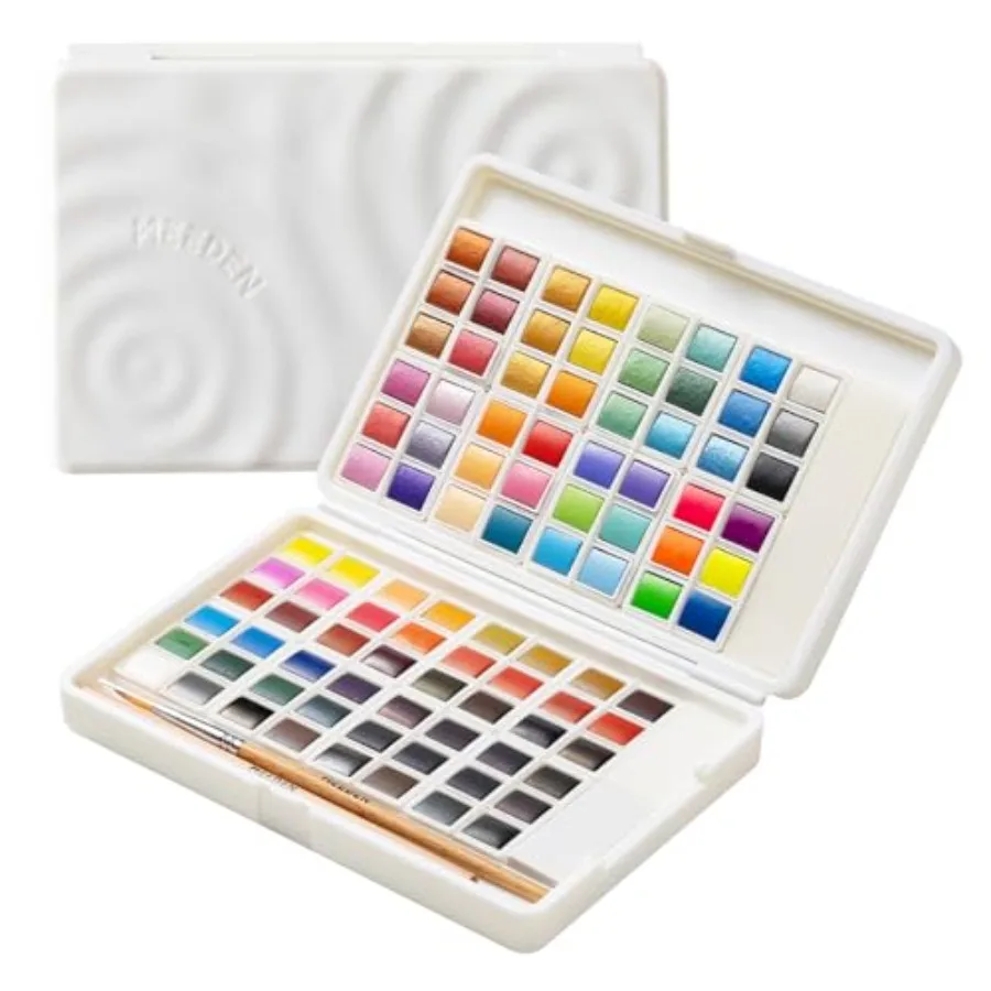 Watercolor Paint Set 96 Colors in Portable Box, Paint Kit with Brush, Palette, Art Supplies, Customizable Color Blocks, Bright
Watercolor Paint Set 96 Colors in Portable Box, Paint Kit with Brush, Palette, Art Supplies, Customizable Color Blocks, Bright