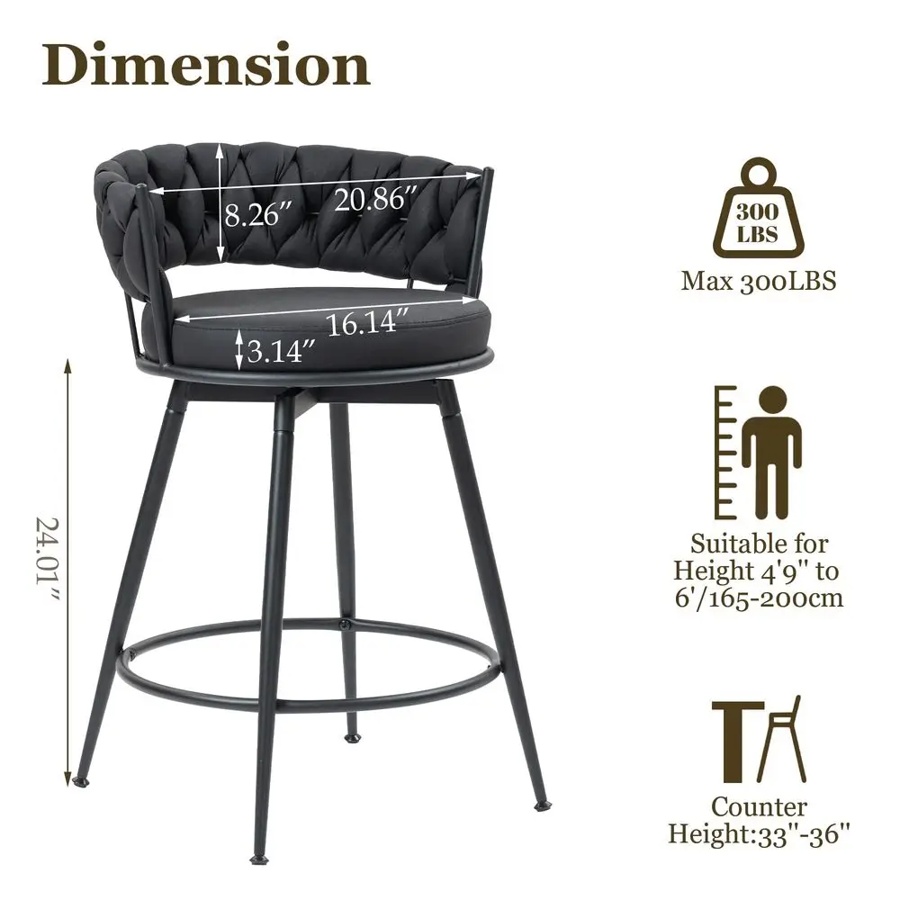Black Bar Stools Set of 4, 24 Inches Modern Counter Height Bar Stools with Woven Back, holstered Suede Tall Barstools for Kit
Black Bar Stools Set of 4, 24 Inches Modern Counter Height Bar Stools with Woven Back, holstered Suede Tall Barstools for Kit