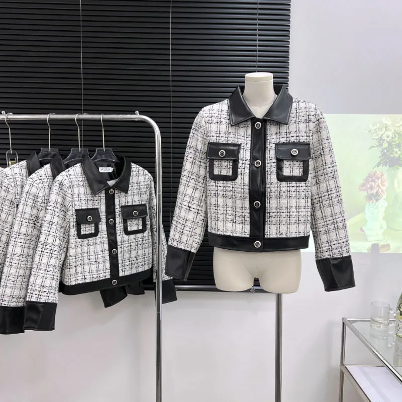 Leather Patchwork Vintage Short Jacket Women Fall And Winter Temperamentally Plaid Warm French Commuter Loose Short Coat
Leather Patchwork Vintage Short Jacket Women Fall And Winter Temperamentally Plaid Warm French Commuter Loose Short Coat