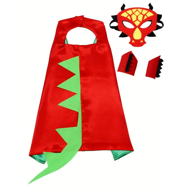 Boys Cartoon Dinosaur Cape Outfit with Wristband and Mask, Perfect for Halloween or Party Wear Best Gifts for Kids Playing House
Boys Cartoon Dinosaur Cape Outfit with Wristband and Mask, Perfect for Halloween or Party Wear Best Gifts for Kids Playing House