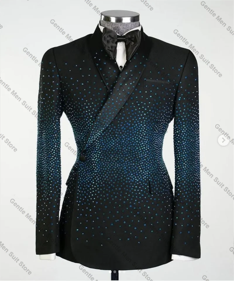 Blue Crystals Men Suit Pants Set 2 Piece Black Blazer+Trousers Customized Formal Office Jacket Wedding Tuxedos Male Prom Coat
Blue Crystals Men Suit Pants Set 2 Piece Black Blazer+Trousers Customized Formal Office Jacket Wedding Tuxedos Male Prom Coat