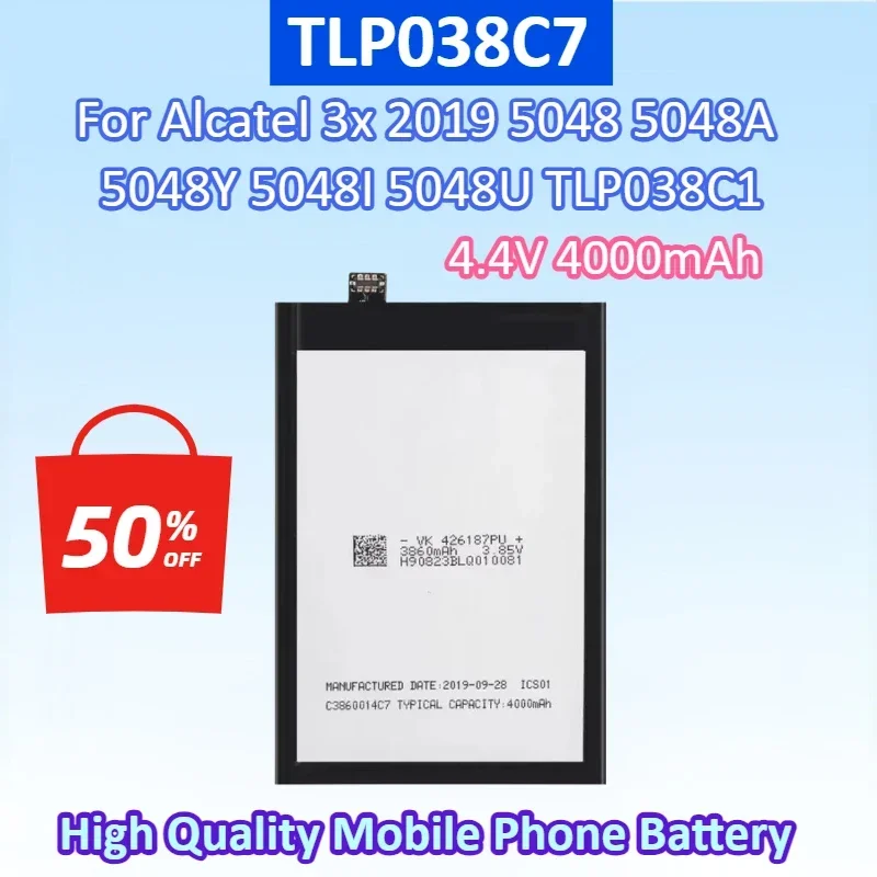 Новый TLP038C7 TLP038C1 4,4 В 4000 мАч Высококачественный аккумулятор для мобильного телефона Alcatel 3x (2019) 2019 5048 5048A 5048Y 5048I 5048U
Новый TLP038C7 TLP038C1 4,4 В 4000 мАч Высококачественный аккумулятор для мобильного телефона Alcatel 3x (2019) 2019 5048 5048A 5048Y 5048I 5048U