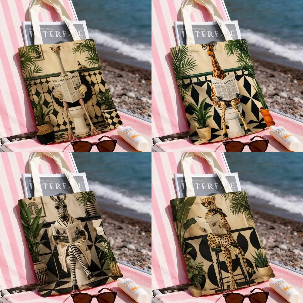 Funny Bathroom Animal Storage Bags Large Capacity Reusable Eco Canvas Tote Handbag With Double-Sided Print
Funny Bathroom Animal Storage Bags Large Capacity Reusable Eco Canvas Tote Handbag With Double-Sided Print