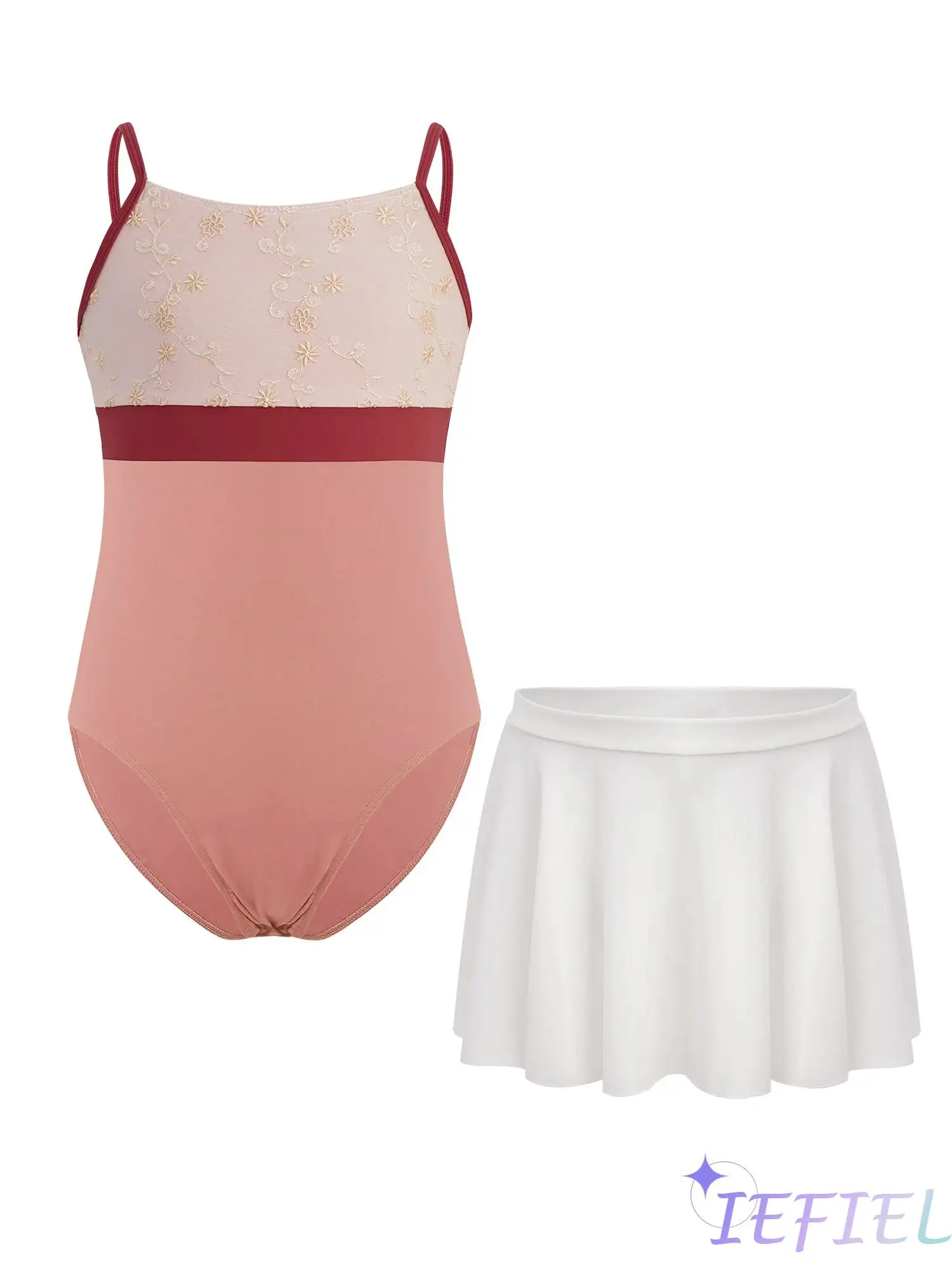 2PCS Girls Lyrical Ballet Dance Outfits Floral Embroidery Sleeveless Spaghetti Straps Color Block Leotard Sheer Mesh Dance Skirt
2PCS Girls Lyrical Ballet Dance Outfits Floral Embroidery Sleeveless Spaghetti Straps Color Block Leotard Sheer Mesh Dance Skirt