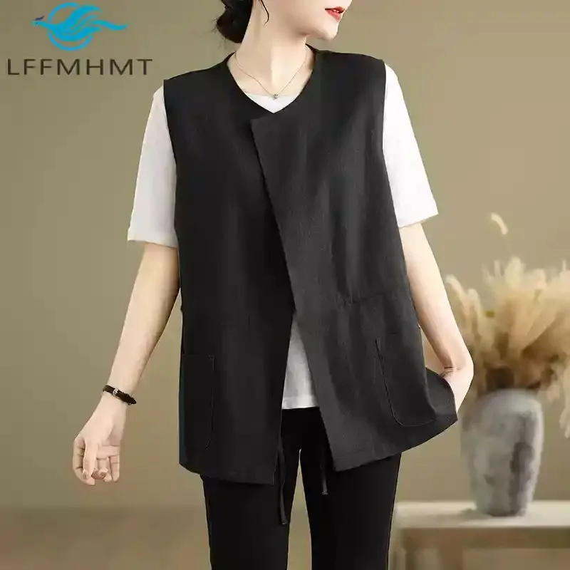 Korean Style Cotton Linen Chic Vest for Women Spring Summer Fashion Sleeveless Solid Color Open Stitch Waistcoat Easy-match Tops
Korean Style Cotton Linen Chic Vest for Women Spring Summer Fashion Sleeveless Solid Color Open Stitch Waistcoat Easy-match Tops