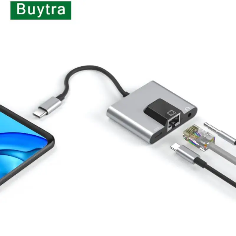Type-C to Ethernet LAN Network Adapter Hub USB C to 3.5mm Audio PD Fast Charging Docking Station For Laptop Mobile Phone Tablet
Type-C to Ethernet LAN Network Adapter Hub USB C to 3.5mm Audio PD Fast Charging Docking Station For Laptop Mobile Phone Tablet